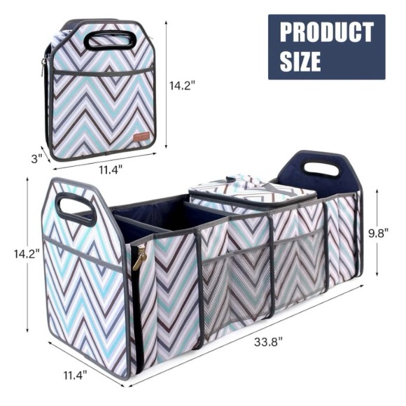 InnoStage - Trunk Organizer with Removable Cooler Bag in Chevron Print - Picture 2 of 15